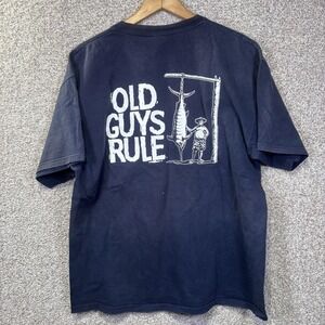Old Guys Rule Shirt Mens XL Blue Fishing Marlin Graphic Tee Humor Funny T-Shirt